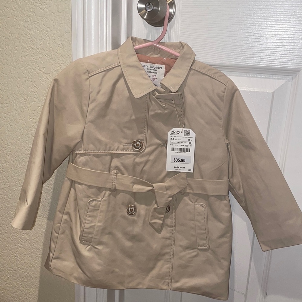 Zara babygirl trench coat toddler size 2-3 brand new with tags